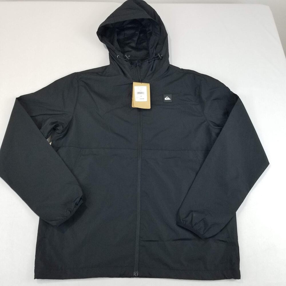 Quiksilver Jacket Mens Medium Black Dryflight Hooded Lightweight Windbreaker NEW